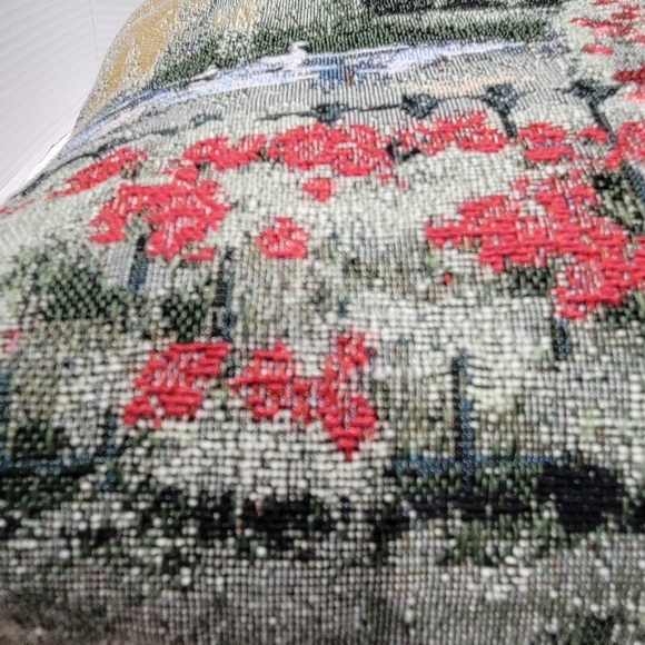 Needlepoint Peaceful Cottage Spring scenery Decorative Pillow square - Picture 11 of 12